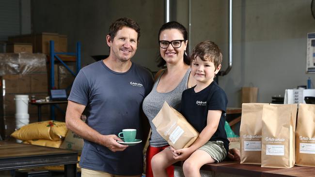 White Whale owners Stephen Lee and Ali Slotemaker with their son Lewis Lee. Picture: Brendan Radke