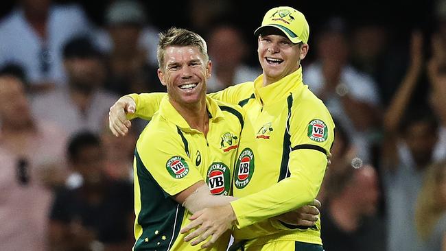 David Warner and Steve Smith in happier times. Picture: Brett Costello