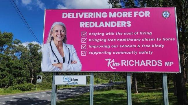 Kim Richards’ billboard is without any Labor branding.