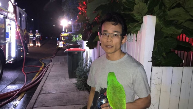 A man says his squawking pet parrot Eric saved his life when his home when up in flames. Picture: Sunrise