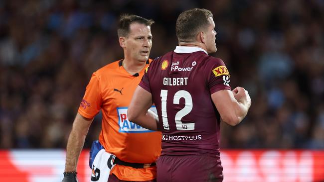 Lindsay Collins was rushed onto the field, despite the injured Tom Gilbert failing to come off. Picture: Getty Images.