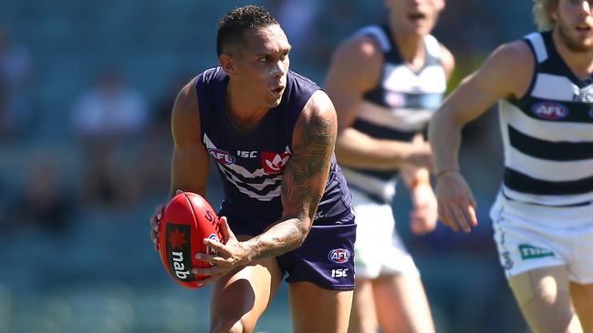 Harley Bennell in action for Fremantle in the NAB Challenge.