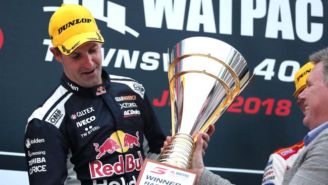 Jamie Whincup after winning in Townsville last year. Picture: Alix Sweeney