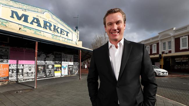 Paul Blackburne outside the old Subiaco Pavillion Markets in 2018, which are now being redeveloped into an apartment and retail precinct. Picture: Colin Murty