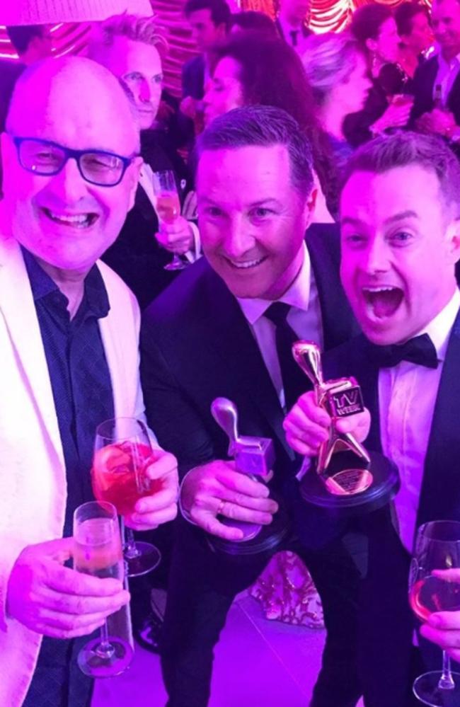 Tony Cochrane, Matthew White and Grant Denyer at the Channel 10 Logies after party. Picture: Instagram