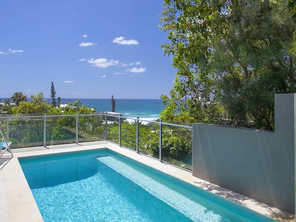 It boasts a pool and stunning views.