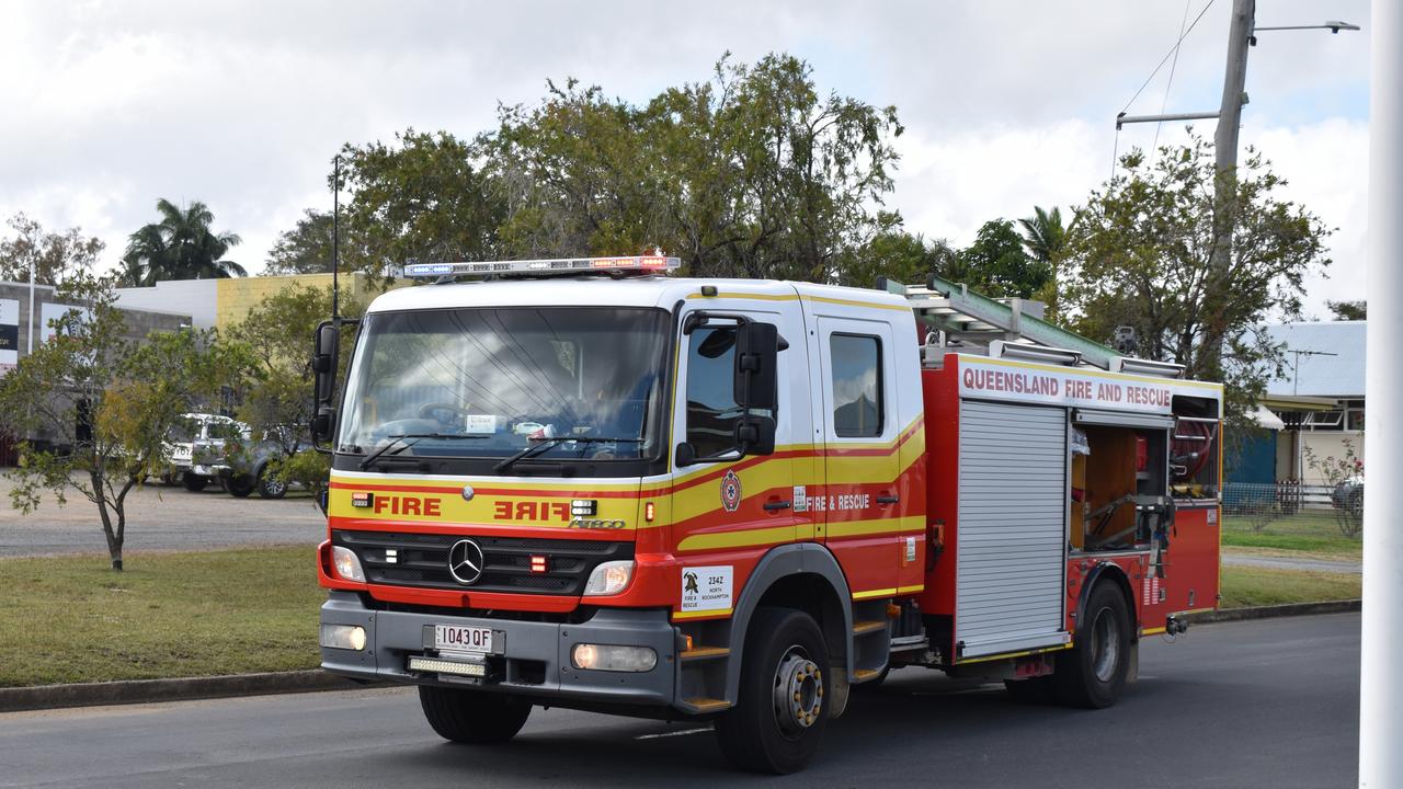 A man in his 40s was taken to Mackay Hospital after a car ploughed into a power pole, bringing it down, on Mackay Bucasia Rd in Rural View.