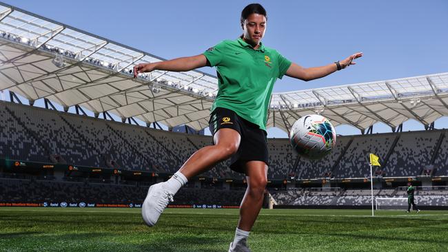 Matildas captain Sam Kerr at Bankwest Stadium. Picture: Brett Costello