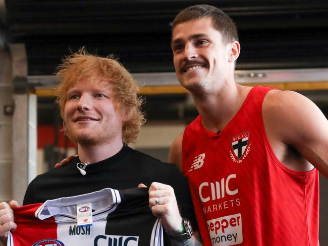 Sheeran was ‘down at the almighty Saints to surprise the boys’. Picture: Stkilda FC