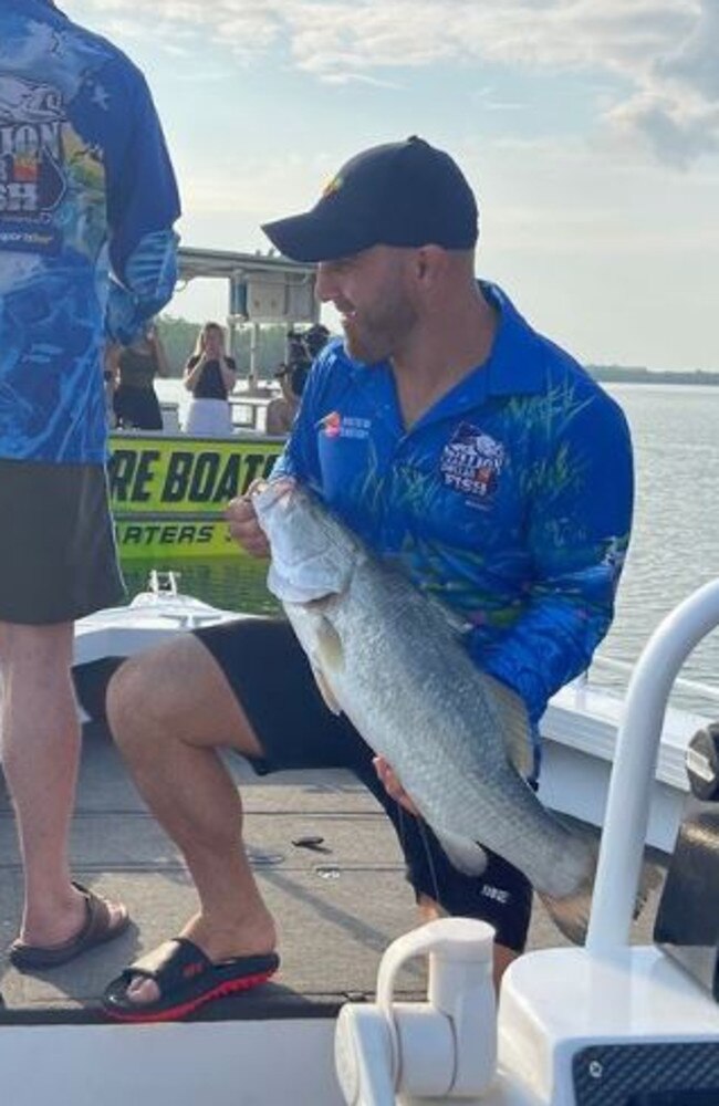 Alexander Volkanovski with a barra he caught while in the NT. Picture: Alexander Volkanovski - Instagram.