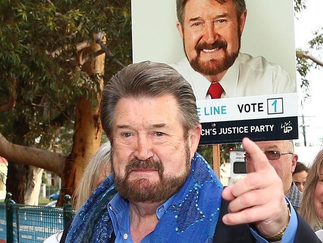 Hinch arrives to vote on election day. Picture: Getty Images