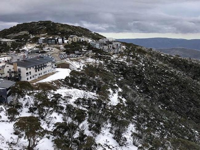 Instagram image of Mt Hotham with little in the way of natural snow. Picture: Afifa Imam/Instagram