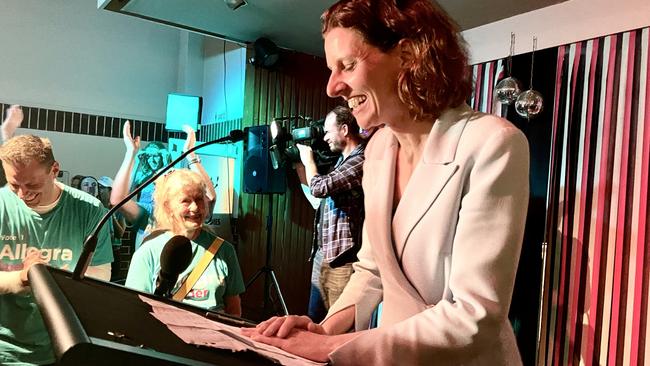 Allegra Spender at her post-election party. Picture: Clare Sibthorpe