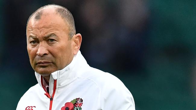 England's head coach Eddie Jones gestures before the autumn international rugby union test match between England and Argentina at Twickenham stadium in southwest London on November 11, 2017. / AFP PHOTO / Ben STANSALL