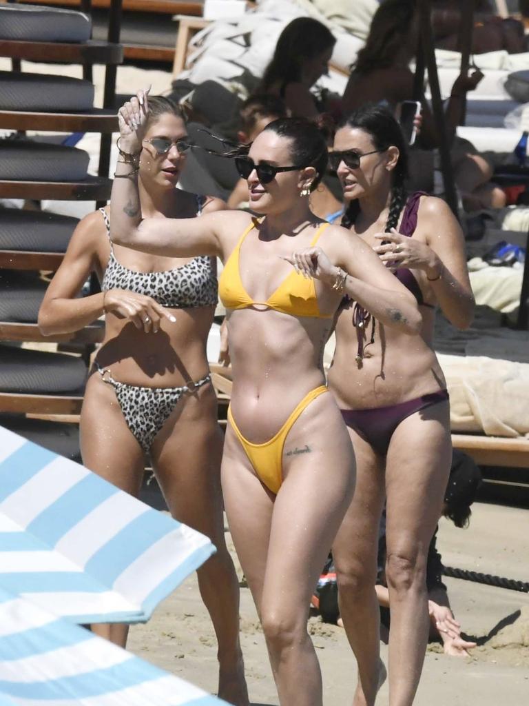 Moore and her daughter are on holiday on the Greek island of Mykonos. Picture: Backgrid