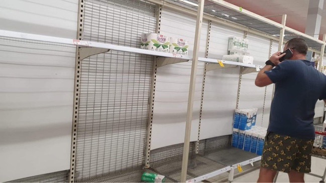 The bare shelves at Newmarket Coles.