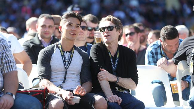 Ludi Lin and Willem Dafoe at Suncorp Stadium for the bout between Manny Pacquiao and Jeff Horn. Picture: Peter Wallis