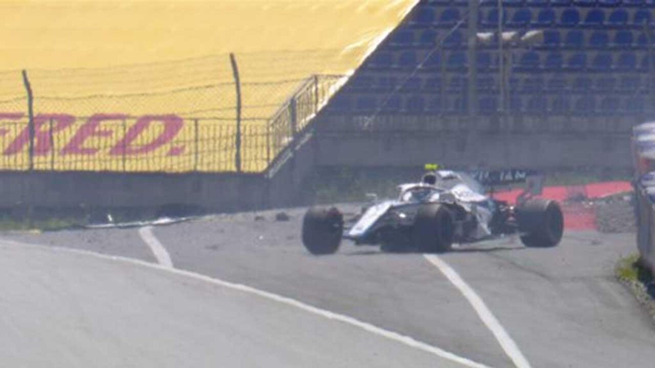 Nicholas Latifi's battered Williams car after crashing at the Austrian GP.