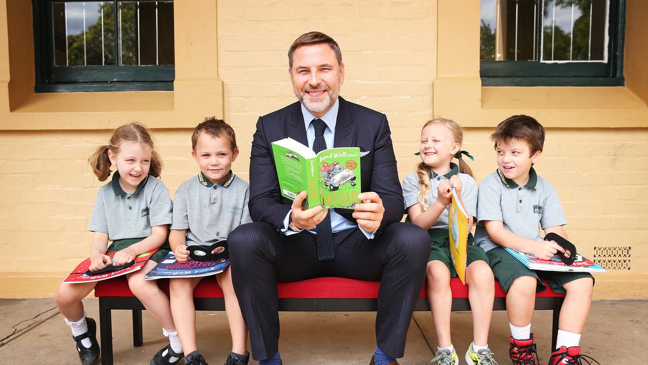 TV personality, comedian and author David Walliams reading with students at Erskineville Public School for one of his book launches. Picture: Sam Ruttyn