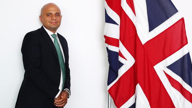 UK Home Secretary Sajid Javid at the British Consulate in Sydney yesterday. Picture: John Feder