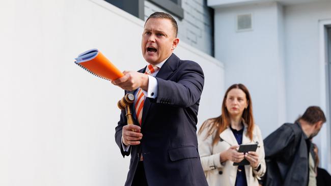 DAILY TELEGRAPH MARCH 23, 2024Auction at 3, Temple Street, Stanmore with Auctioneer Damien Cooley. The house went under the hammer for 4.555,000 million dollars. Picture: David Swift