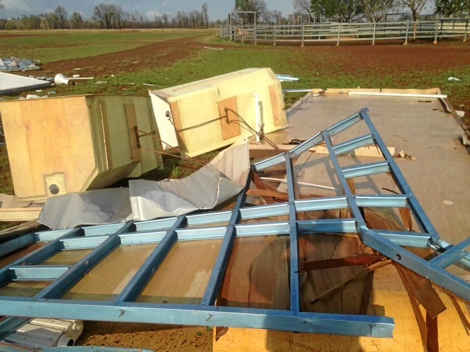 STORM CARNAGE: Rolleston Campdraft Association posted images of their badly destroyed remains of their shower block. Picture: Rolleston Campdraft Association