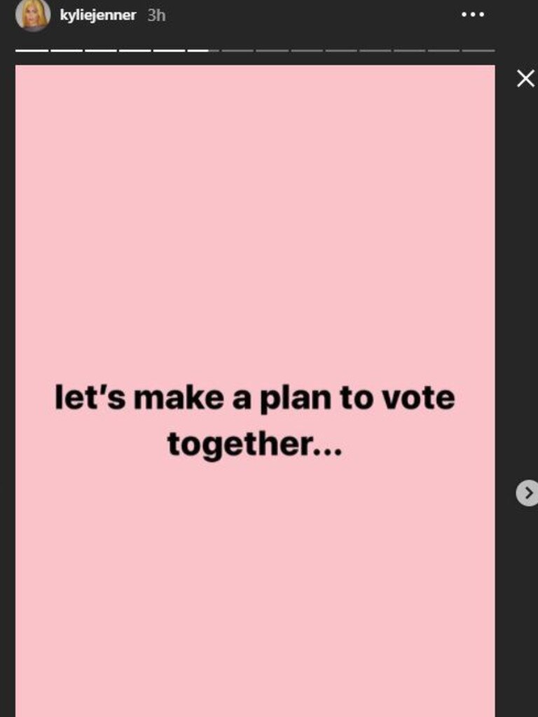 Jenner used her social media profile to encourage her followers to vote.