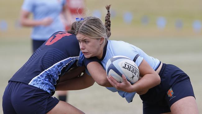 CHS1's Lacey Cross at the NSW Schools rugby union trials at Eric Tweedale Oval. Pic: John Appleyard