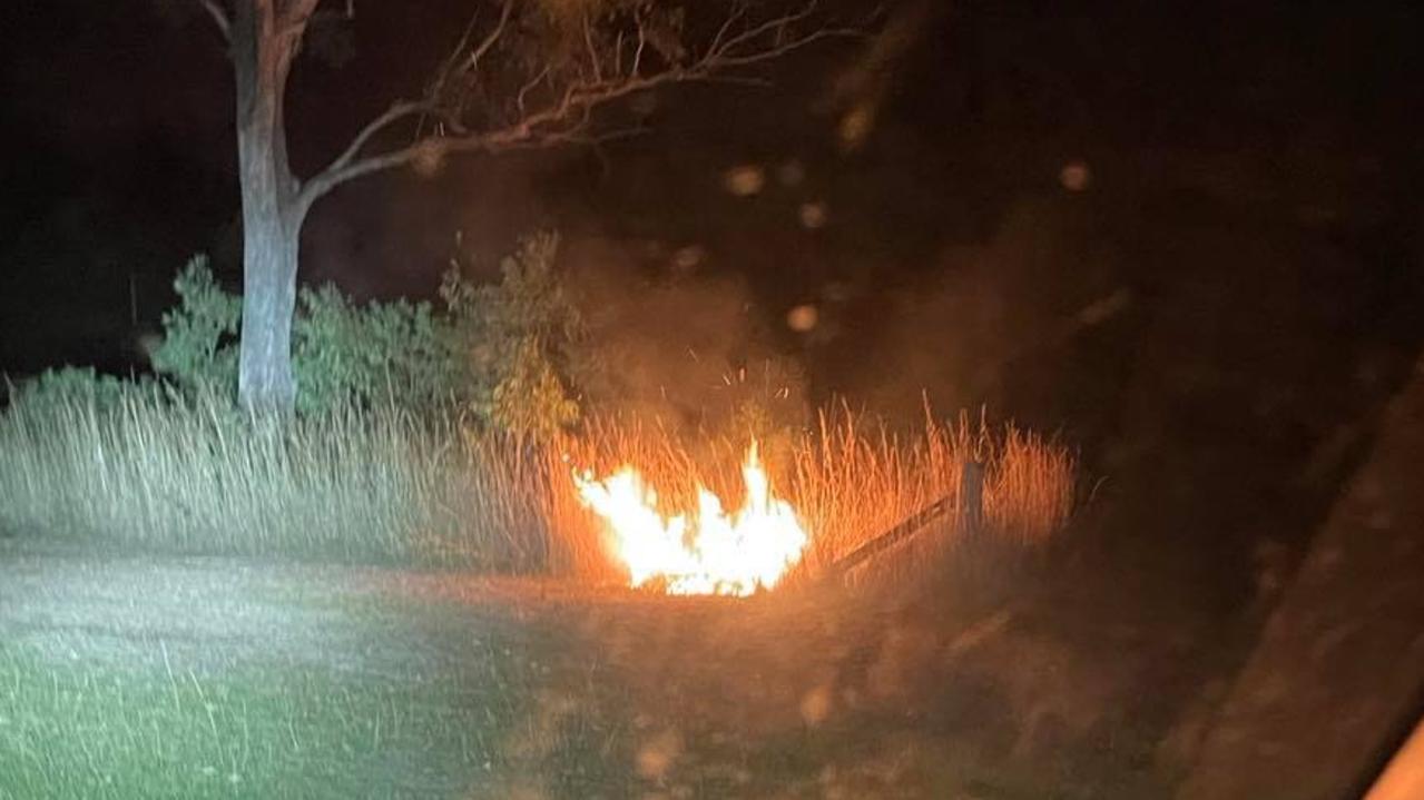 The fire at Gunalda, near the state school, when Miss Jensen first noticed it.