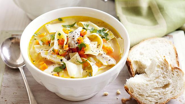 Chicken vegetable and pasta soup. Picture: Ben Dearnley