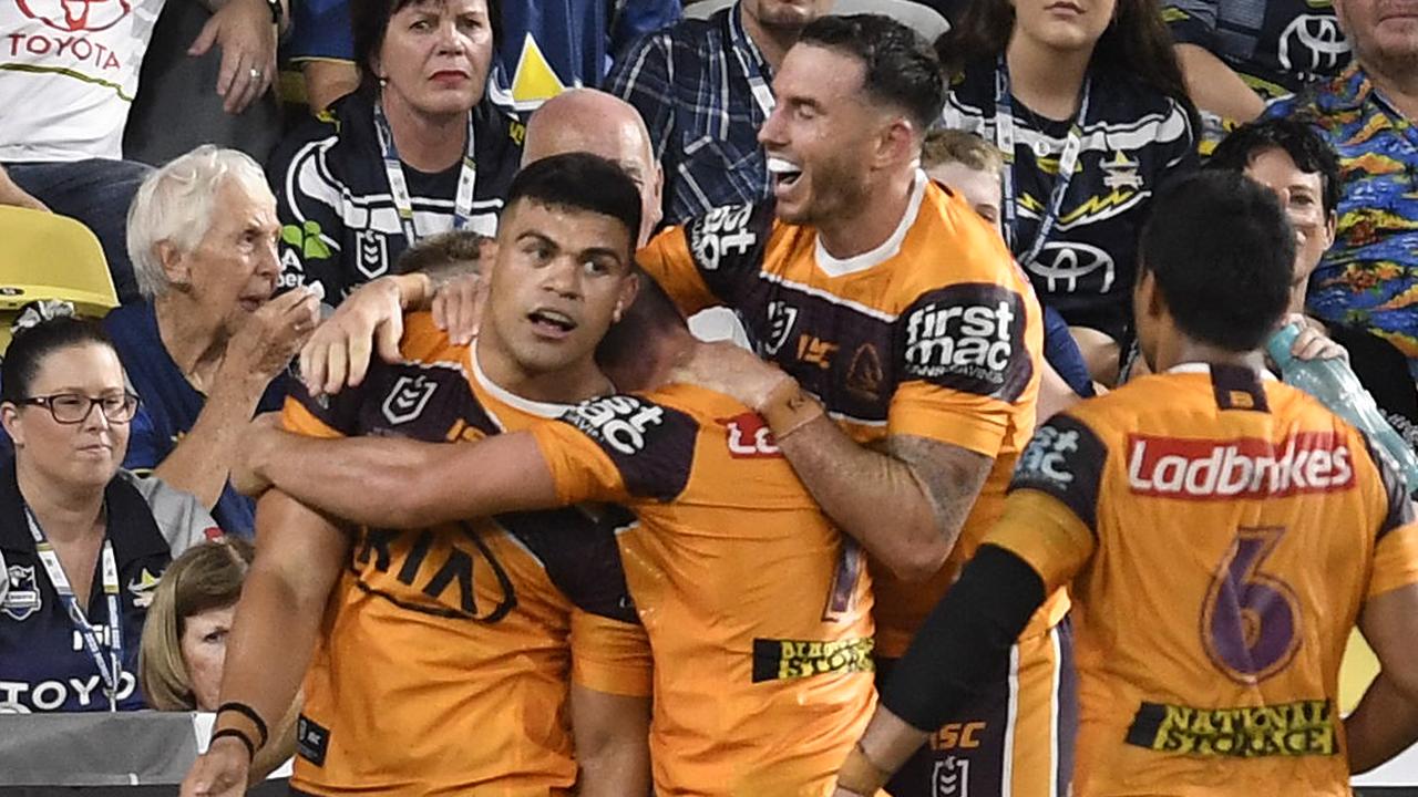 David Fifita scored a stunning try in the Broncos’ win over the Cowboys. (Photo by Ian Hitchcock/Getty Images)