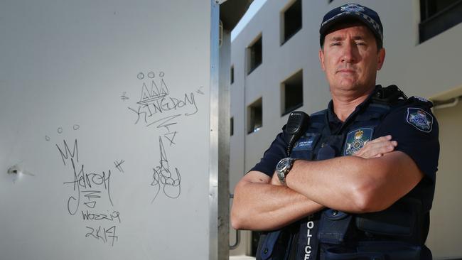 Cairns City Police Beat Sgt Simon Laverty has a message about crime. Picture: Brendan Radke