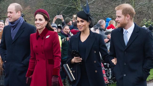 The Prince and Princess of Wales and Duke and Duchess at the Church of St Mary Magdalene on the Sandringham estate on December 25, 2018. Picture: Samir Hussein/WireImage