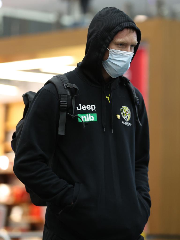 Jack Riewoldt before the Tigers flew out for Sydney. Picture: Getty Images