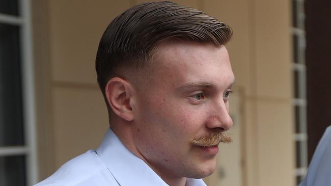 American Marine Anthony Long outside the Supreme Court in Darwin after being found not guilty of raping a hungover woman on Robertson Barracks in late 2023. Picture: Zizi Averill