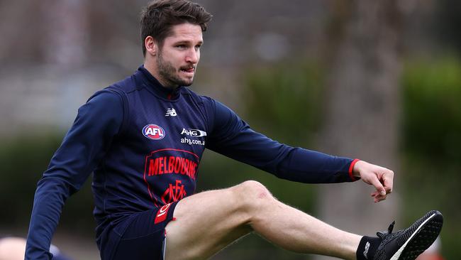 Jesse Hogan at Melbourne training. Picture: Michael Klein