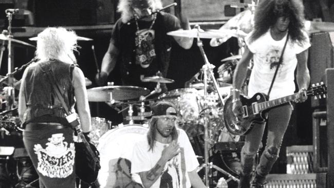 Guns N' Roses on stage at Calder Park in 1993. Picture: Peter Ward/HWT archives