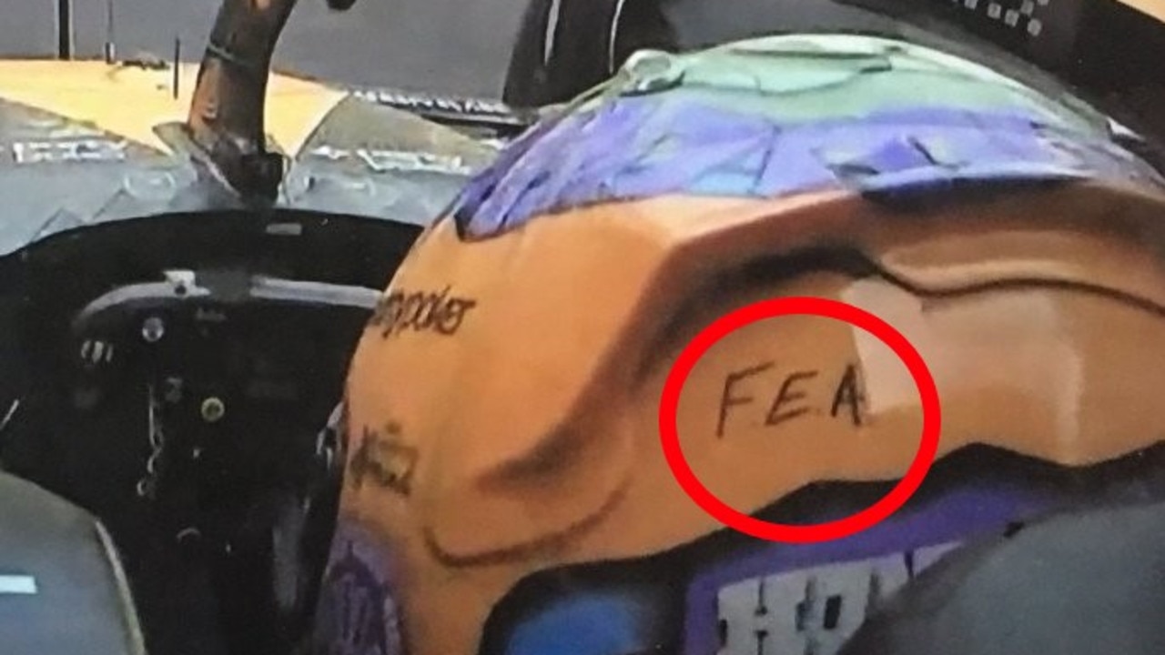 Daniel Ricciardo FEA helmet message