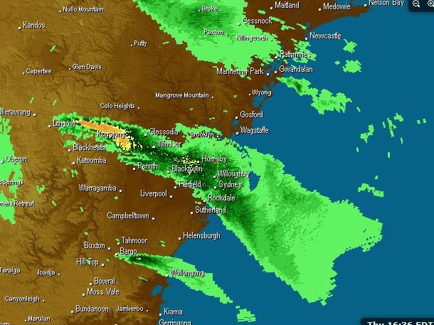 Sydney bushfires radar map of smoke from several summers ago.