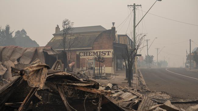 Scenes like the destruction in Cobargo in NSW could make Australians uncomfortable about spending, JPMorgan suggests. Picture: AAP