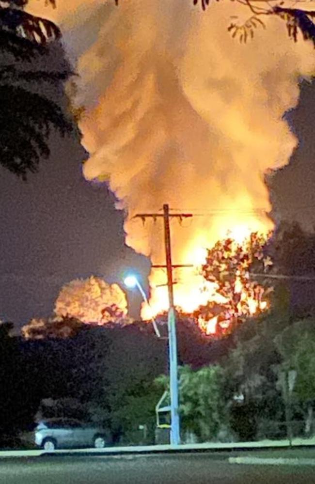 Police are on scene after a fire gutted a backpackers in Bowen. Picture: Leanne Scott, posted on Facebook