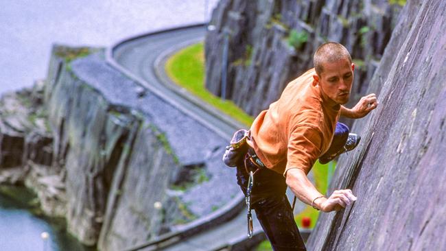 Steve McClure on the Rainbow Slab at Llanberis Slate Quarries, Wales. Picture: Simon Carter