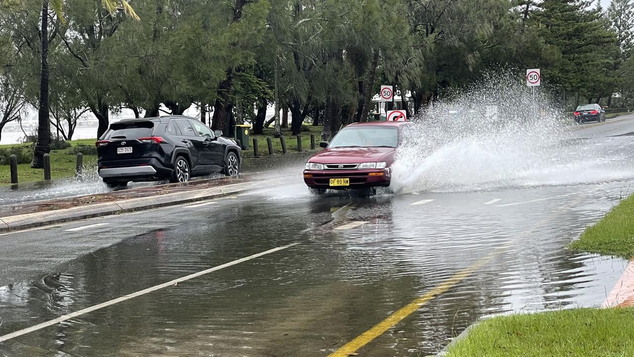 Water over the roads during high tide at Paradise Point after Cyclone Alfred on Monday March 10, 2025. Photo: Kathleen Skene