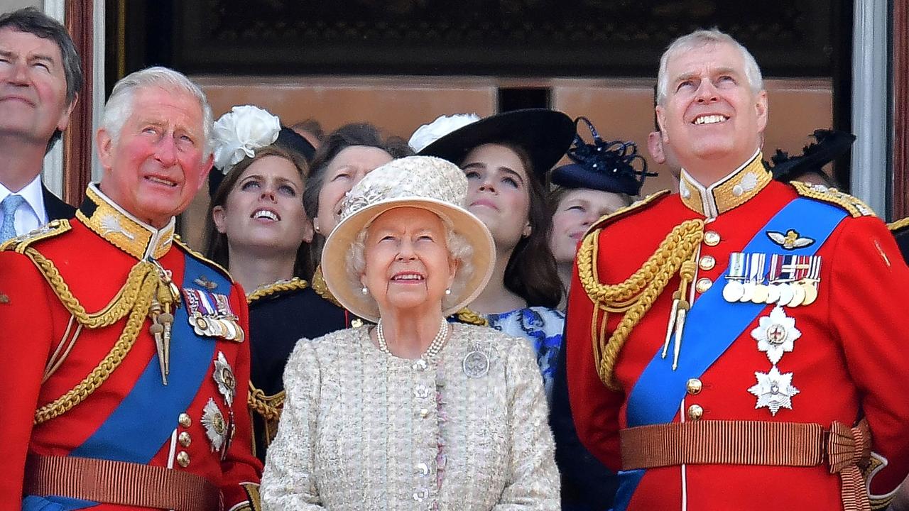 Prince Charles, Prince of Wales, Queen Elizabeth II and Prince Andrew, Duke of York. Picture: Daniel Leal-Olivas / AFP