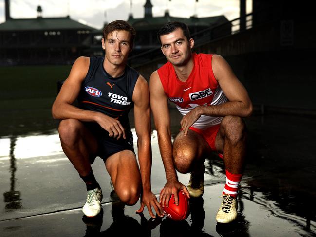 Giants Aaron Cadman and Sydney's Logan McDonald at the SCG ahead of the Sydney Derby XXVII between the Sydney Swans and the GWS Giants. Photo by Phil Hillyard(Image Supplied for Editorial Use only - **NO ON SALES** - Â©Phil Hillyard )