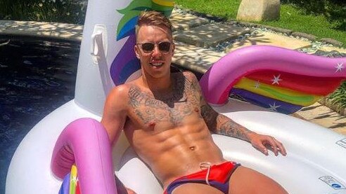 James Harmes shows off his six-pack during a holiday in Bali. Picture: Instagram