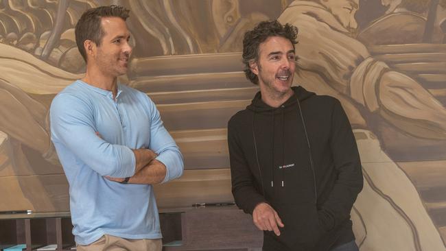 Ryan Reynolds and director Shawn Levy on the set of the action-comedy Free Guy.