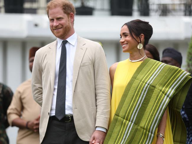 Harry and Meghan in Nigeria in May. The couple are next set to visit Colombia. Picture: Kola Sulaimon/AFP