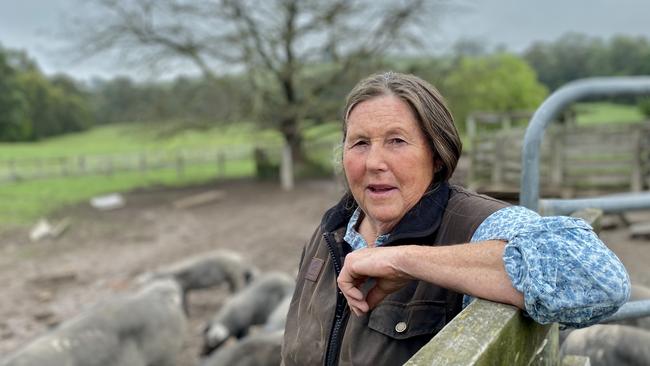 Organic pig producer Lee Storti on her Kongwak property. Picture: Madeleine Stuchbery