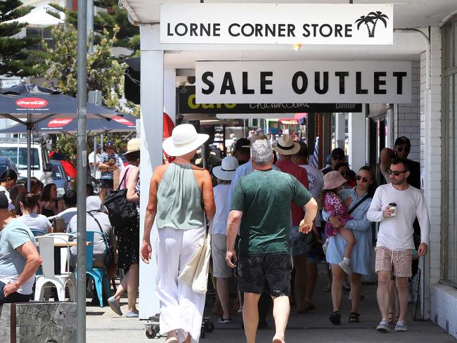 The busy summer streets of Lorne.  Picture: Alison Wynd